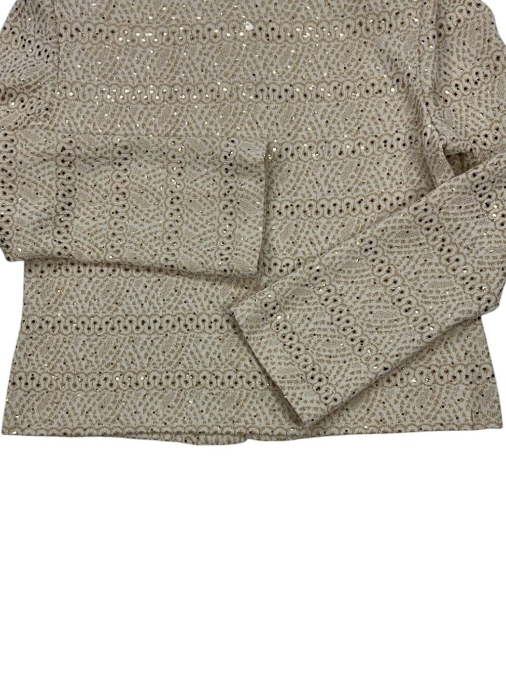 St. John Evening Vintage Embellished Knit Jacket 8 Cream Gold Zipper Front - Picture 14 of 16